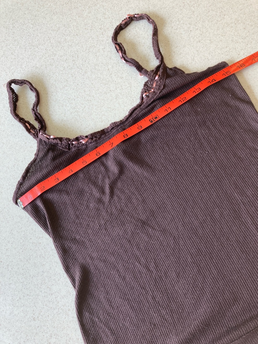 Free People Chocolate Brown Ribbed Tank Pink Contrast Trim Women Size Large - Picture 8 of 12